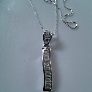 CZ 925 SILVER INITIAL I NECKLACE